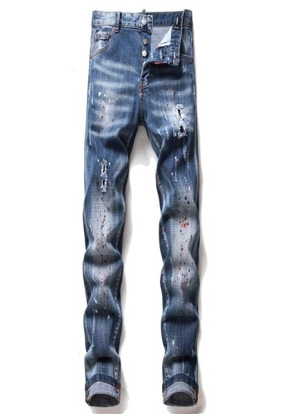 

fashion man print stretch jeans high strength water washed skinny jeans male new style bottom jean patch urban pantalones pants4623055, Blue