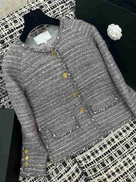 

women's jackets designer 2023 early autumn new small fragrant round neck single breasted versatile slim thick tweed coat for women vawr, Black;brown