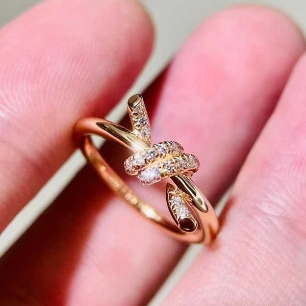 

eller knot ring female sterling silver plated with 18k rose gold t index finger small ins fashionable personality light luxury high sense