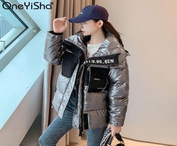 

oneyisha women 2020 down jacket students thick parka hooded winter warm coats for women039s waterproof loose down coat female5502606, Black