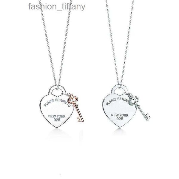 

please return to new york heart key pendant necklace original 925 silver love necklaces charm women diy charm jewelry gift clavicle chain hi