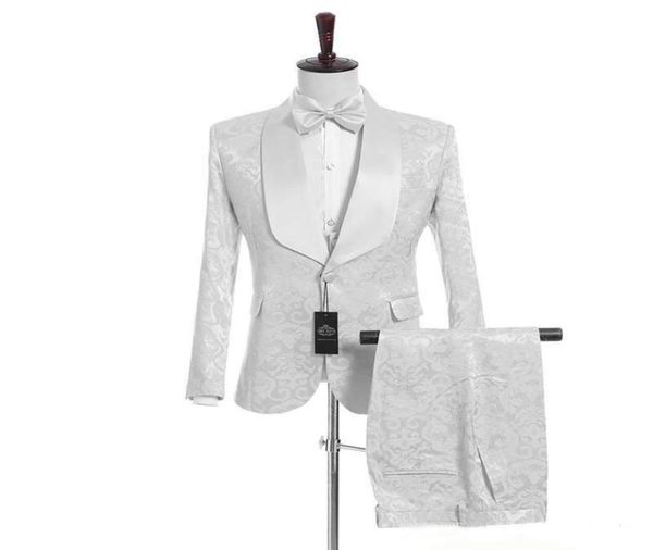

customize shawl lapel handsome white groom tuxedos jacketpantsvest groomsmen man suit mens wedding suits bridegroom6427199, Black;gray