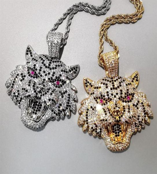 

bling iced out necklace micro pave cubic zircon tiger pendant for men women gifts luxury hip hop jewelry y1220257h1848616, Silver