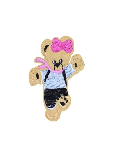 

10pcs cute cartoon bear patches for clothing bags iron on transfer applique patch for jeans sew on embroidery patch diy7585980, Black