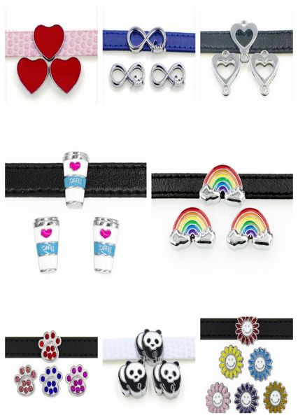 

10pcs 8mm slide sharms rainbow coffee cup illimited love wristband charms fit 8mm pet collar wristband bracelet jewelry making8340419, Bronze;silver