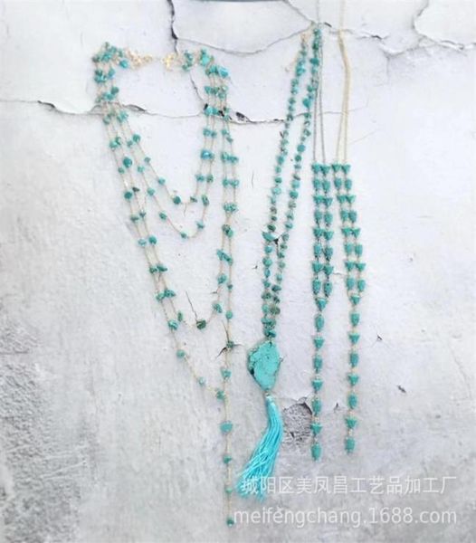 

pendant necklaces necklace fashion jewelry nelace green turquoise tassel sweater chain208g4849330, Silver