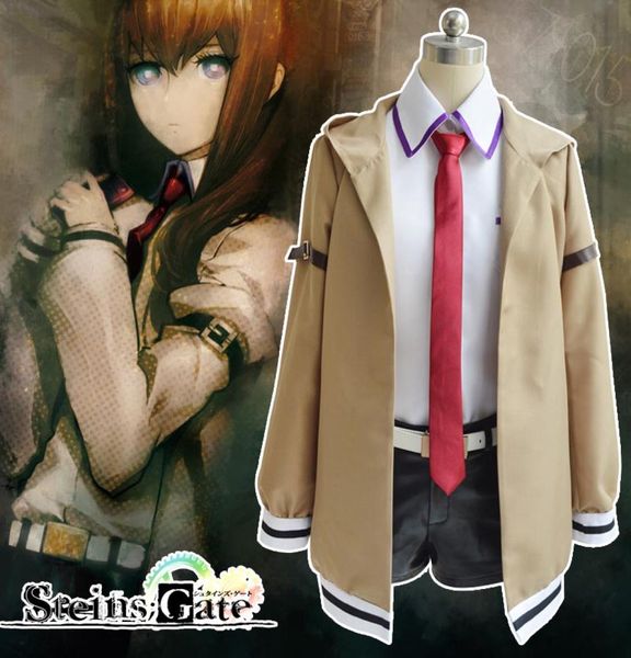 

japanese anime steins gate makise kurisu cosplay costume jacket coat outfit suits uniform1848660, Black