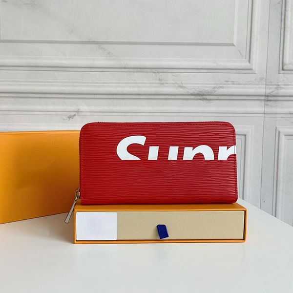 

classic letters designer zipper wallets luxurys men women leather bags, Red;black