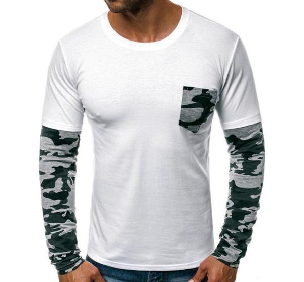 

fashion men t shirt casual slim camouflage mens tee shirts spring autumn patchwork long sleeve t shirt 1349844201918, White;black