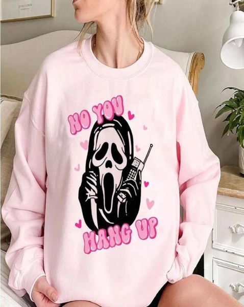 

women039s hoodies colored ghostface no you hang up halloween sweatshirt pure cotton women aesthetic jumper outfits pullo2026090, Black