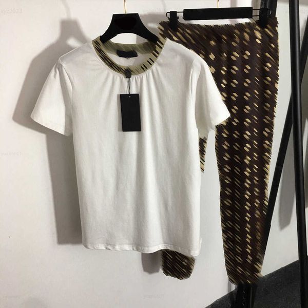 

women designer tracksuits sports set size s-xl 2pcs ribbon round neck short sleeved t-shirt and letter printed casual pants aug08, Gray