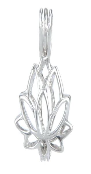 

925 silver locket cage lotus shape pearl gem beads cage pendant can open sterling silver pendant mounting diy jewelry fitting3936386