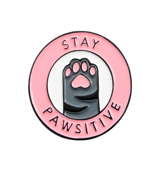 

stay pawsitive enamel lapel pink dog paw pin badge jewelry cartoon student cowboy decoration button broach9374169, Gray