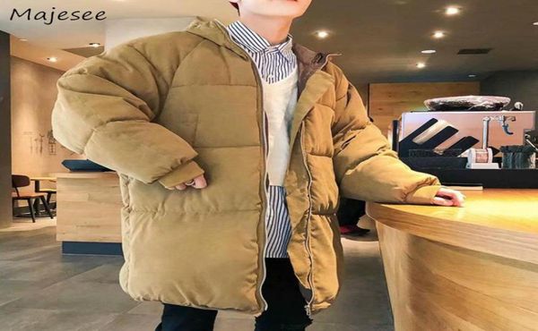 

parkas men hooded solid mediumlong style winter coats puffer jackets mens korean style chic warm loose ins streetwear ulzzang8094762, Black