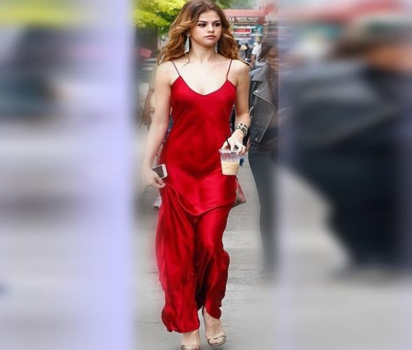 

selena gomez sizzles in two plunging crimson red prom dresses for shoot street style party dress2232207, Black