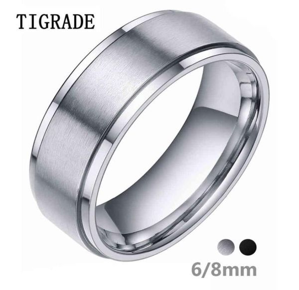 

tigrade 68mm silver color tungsten carbide ring men black brushed wedding band male engagement rings for women fashion bague3114510