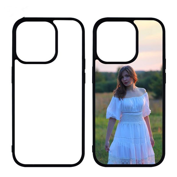 

blank 2d sublimation tpu + pc phone cases for iphone 14 13 11 pro max se 12 x xr xs 7plus with aluminum inserts anti slip edge