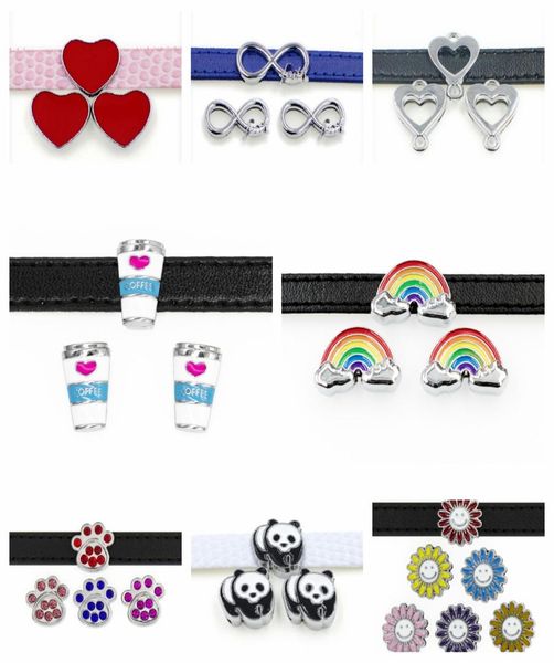 

10pcs 8mm slide sharms rainbow coffee cup illimited love wristband charms fit 8mm pet collar wristband bracelet jewelry making2305353, Bronze;silver