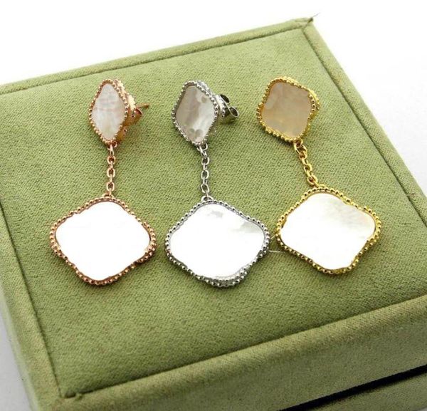

elegant charm 4 four leaf clover designer jewelry motherofpearl stainless steel fashion woman chain wedding special design jewel6030561, Golden