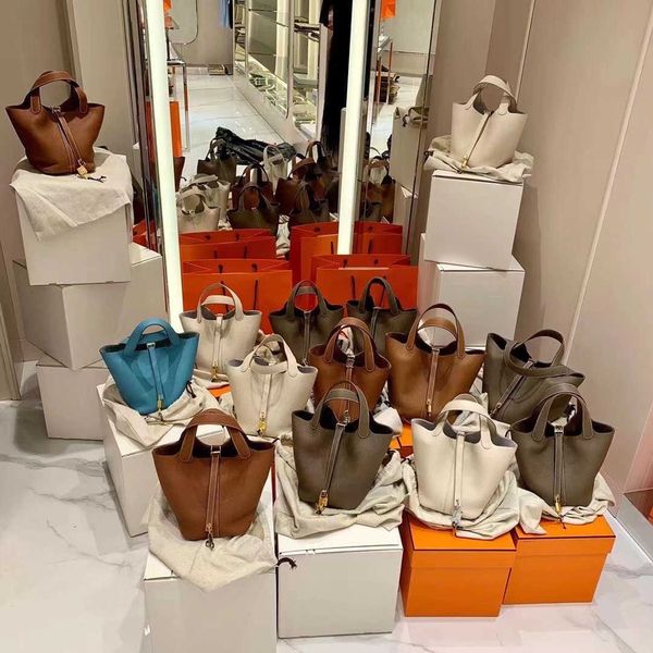 

h ermes picotin lock handbags wholesale togo layer cowhide vegetable basket bag for women 2023 new handheld bucket versatile and with real l