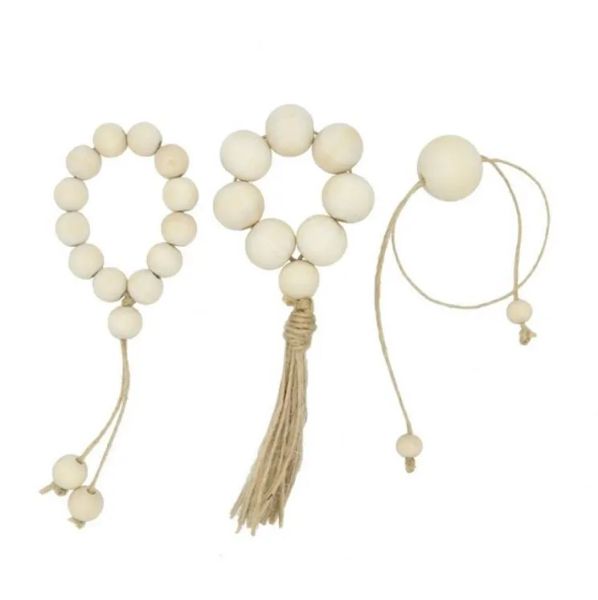 

wooden bead napkin rings handmade wood bead garland with tassels table dinner decoration weddings party home l decor 4pcs 1 lotzz