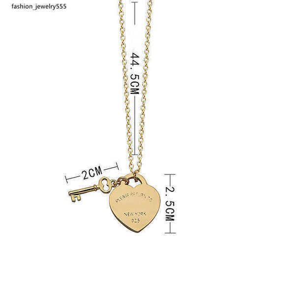 

tiffansy necklace designer jewelry collana gold chain key necklaces letters necklace women men gold/silver/rose with full package of brand a