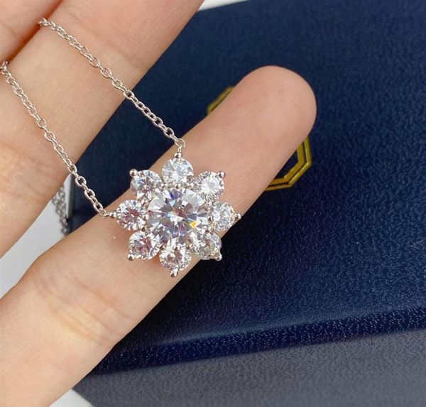 

h luxury jewelry necklace pendants diamond sweater 925 sterling silver flower plated designer thin chain women necklaces fashion o6860937