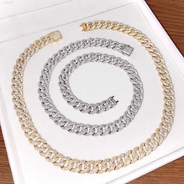 

luxury cuban chain full moissanite 10mm iced out jewelry gold plated s925 sterling silver fashion diamond necklace for pendant
