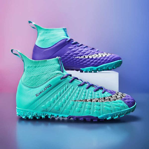 

children's comfortable football boots tf ag new style soccer shoes sneakers youth sports trainers blue green white