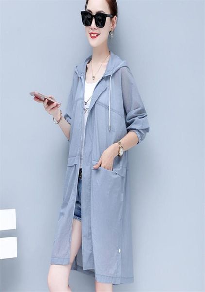 

women039s jackets 2021 summer fashion korean hooded sun protection clothing women midlength coat loose long sleeve outerwear f27309304549, Black;brown