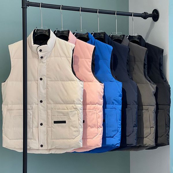 

designer down vest pocket jackets womens parkas long sleeve zipper badges men downs casual coat goose vests, Black