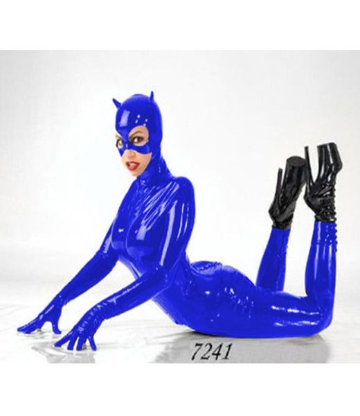 

7 colors catwoman mask bodysuit exotic pvc footed catsuit women novelty jumpsuit with gloves halloween cat cosplay costume5292278, Black;red