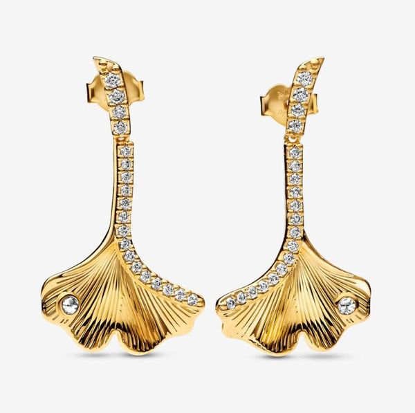 

925 sterling silver ginkgo flying stud earrings fashion women wedding engagement jewelry accessories1395109, Golden;silver