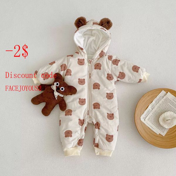 

cosplay 2023 autumn winter toddler plus fleece thicken hooded zipper romper girl baby long sleeve cartoon bear jumpsuit boy onesie 230810, Blue