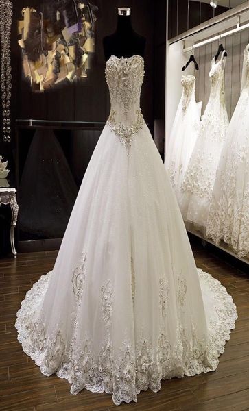 

2021 real image country ivory organza lace applique ball gown long train wedding dresses bridal gowns with beads3084516, White