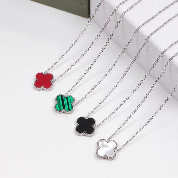 

women luxury designer necklace single flower pendant titanium steel couple jewelry wholesale, Silver