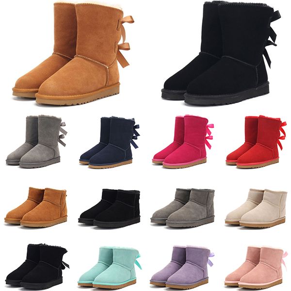 

australia women boots designer snow boots chestnut high 2 bow low black grey pink navy blue ankle short classic winter booties size 36-41