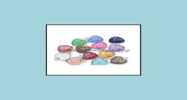 

pendant necklaces pendants jewelry stainless steel love heart druzy stone 1m bling heartshaped charm for neckla dhvvy8918287, Silver