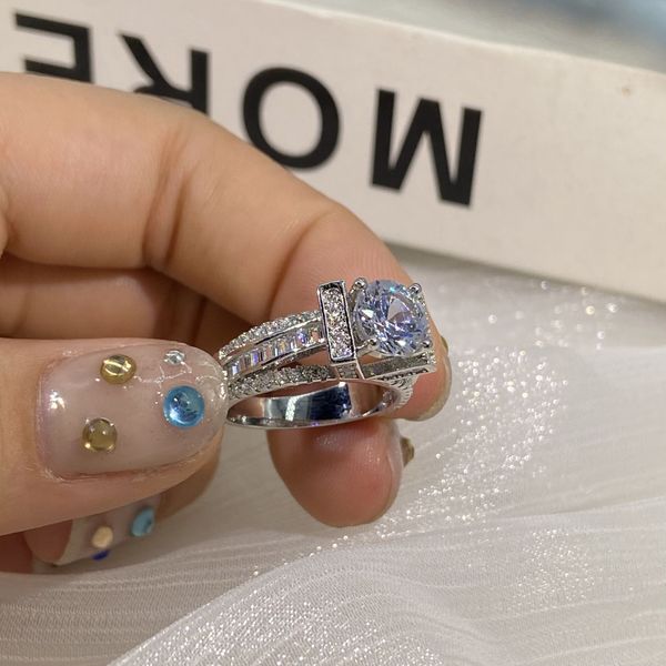 

handmade wedding rings classical jewelry 925 sterling silver round cut white z cz diamond gemstones party eternity eiffel tower women engage, Slivery;golden