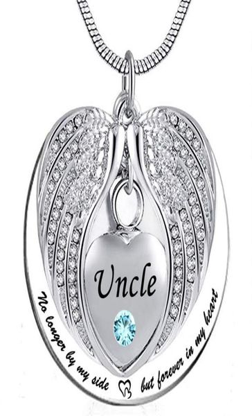 

cremation jewelry urn necklace for ashes no longer by my side but forever in my heart angel wings memorial pendant for uncle2011729, Silver