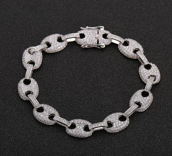 

zircon bead chain bracelet tennis copper material gold silver color bling cz men hip hop bracelets8795903, Golden;silver