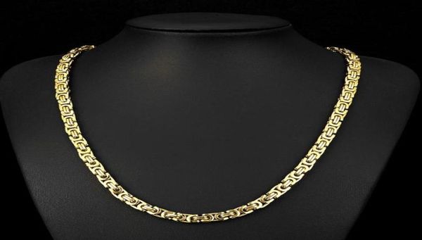 

6mm wide chain stainless steel handmade byzantine flat necklace men women popular jewelry65940263017705, Silver
