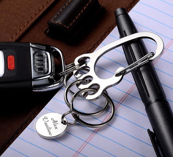 

qoong 2017 big feet key chain silver metal car key ring holder for men women waist hanged keyholder with 4 keyrings y552496066, Slivery;golden