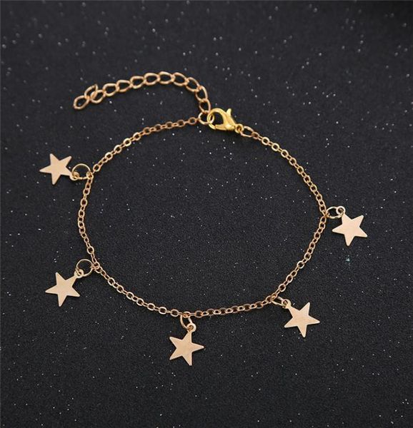 

bohemian gold color stars anklets summer beach barefoot leg bracelet foot chain vintage handmade yoga anklet for women5476003, Red;blue