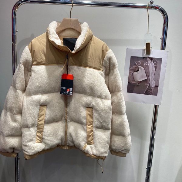 

winter mens jacket down parkas designer men puffer letter coats fleece jackets outerwear stand collar north letter women clothing s-l, Black