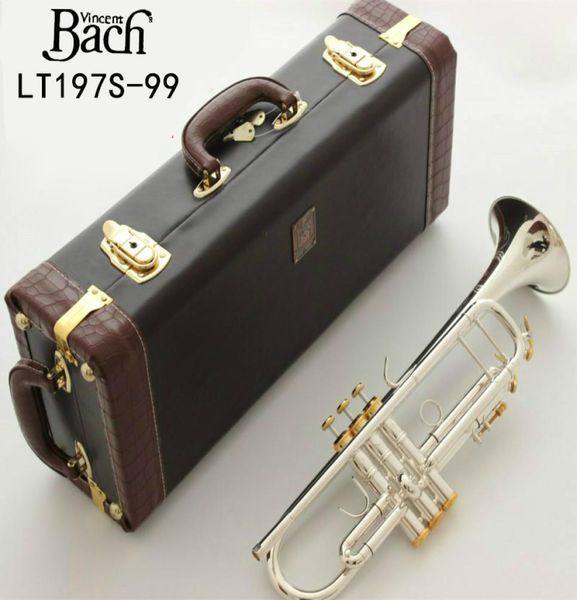 

american bach lt197s99 trumpet drop b silver plating golden key trumpet professional brass instrument trompete with case 4016477