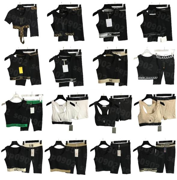 

crop yoga outfits women elastic yoga sport leggings summer quick dry tracksuits designer fitness sets womens sportwear9474903, White;red