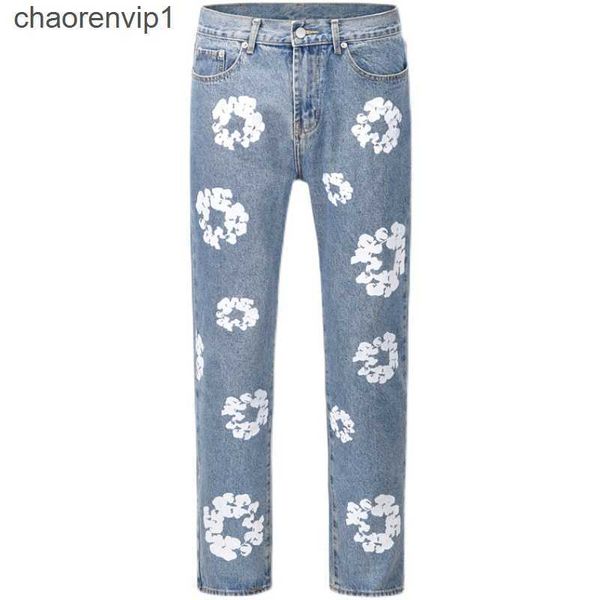 

jeans high street denim tears style kapok washed straight vintage loose, Blue