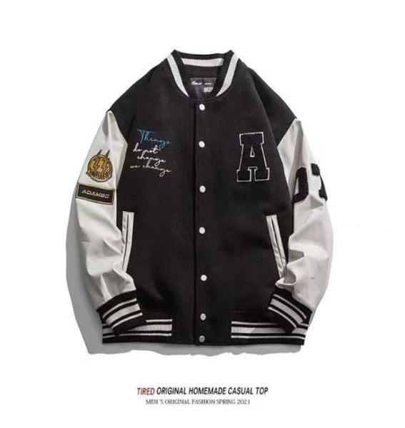 

men039s jackets 2022 american fashion baseball jacket cute bear patch text printing brand mens clothing autumn winter varsity b3535517, Black;brown