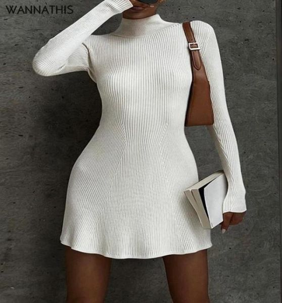 

casual dresses knit high neck skims mini dress long sleeve bodycon women autumn winter white elegant fashion office lady dres3371569, Black;gray
